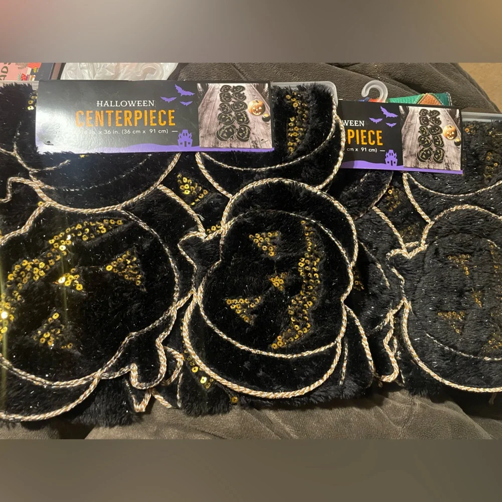 Halloween Centerpiece with Black and Gold Design